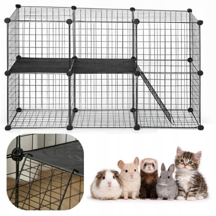 Cusca modulabil pentru rozatoare, Pegaz, negru, 108x38x72,5cm, set 20 panouri metalice