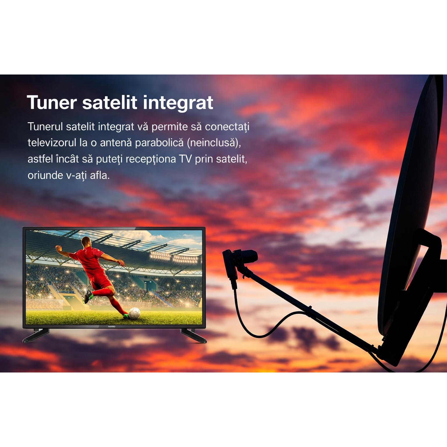 Televizor LED Cello 24", HD Ready, tuner triplu DVBT2 S2, 61 cm