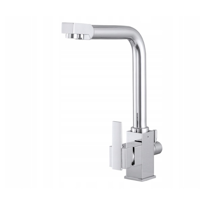 Gamma 3 utas konyhai csaptelep, sárgaréz, kerámia patron, magas téglalap alakú kifolyó, fényes króm, 300 mm