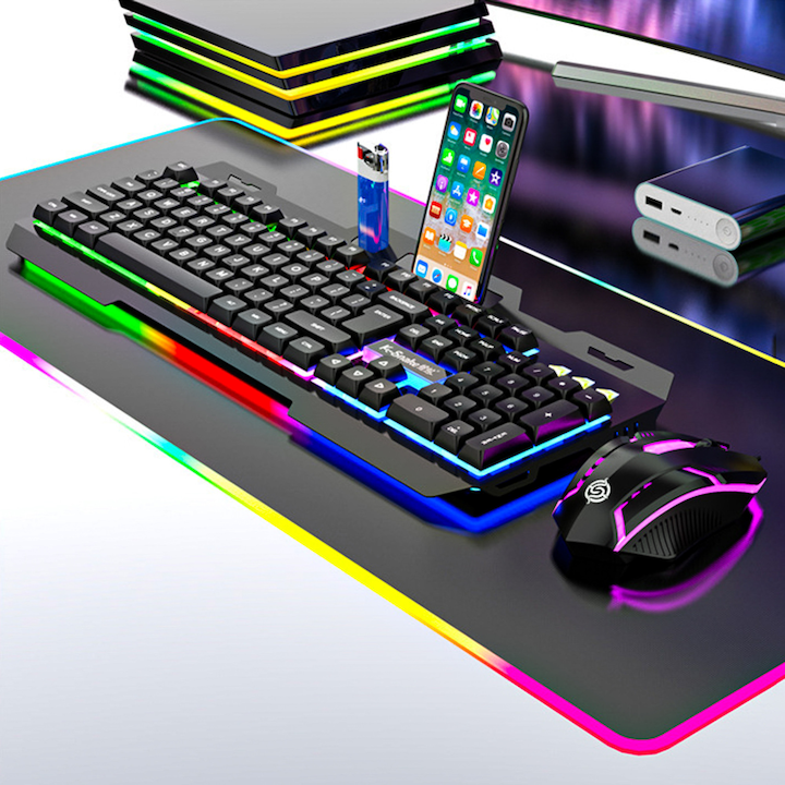 Kit Gaming RGB BladePRO Клавиатура + Мишка USB, 104 бутона, Метална конструкция, Rainbow осветление, Ергономичен дизайн, Водоустойчив, PC Лаптоп