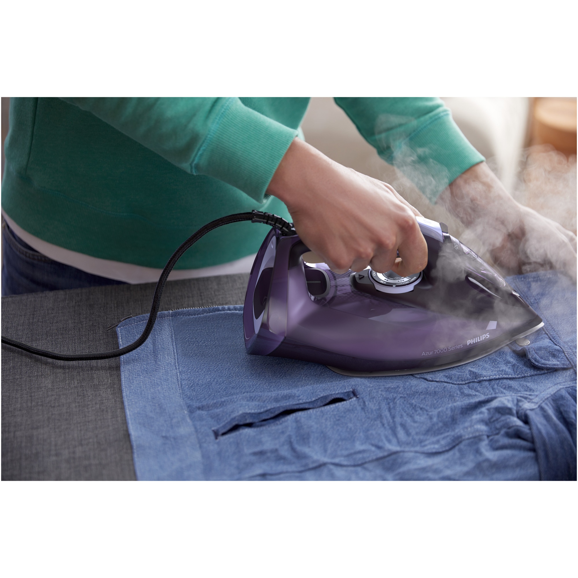 Fier de Calcat PHILIPS Seria 7000 DST7051/30, 2800W, 250g/min, 300ml, Talpa SteamGlide Elite, Mov