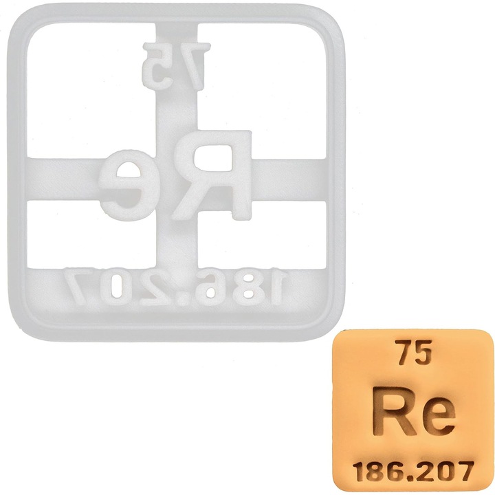 Taietor Fursecuri Rhenium (Re), 6.5x6.5cm, imprimat 3D, compatibil cu masina de spalat vase