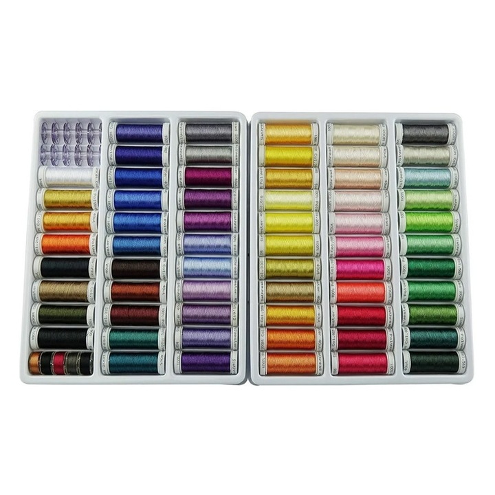 Set Ata De Brodat 63 Bobine, Multicolor, 300m, Grosime 40