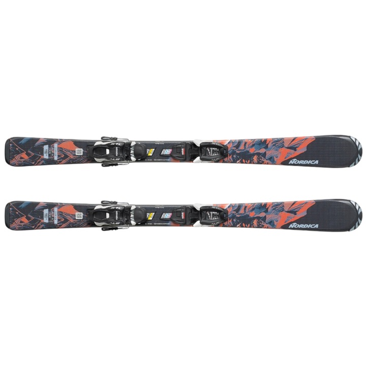 Schiuri copii Nordica Team AM FDT (100-140) + Legaturi JR 4.5 FDT 2025-Negru/Rosu-100