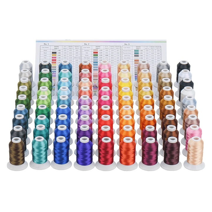 Set Ata de Brodat Simthread, 80 Bobine, 1000 m, 40 wt, Multicolor