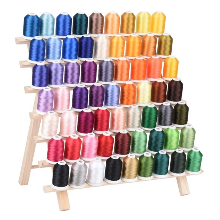 Set Ata de Brodat Simthread, 63 Bobine, 1000m, 40wt, Multicolor