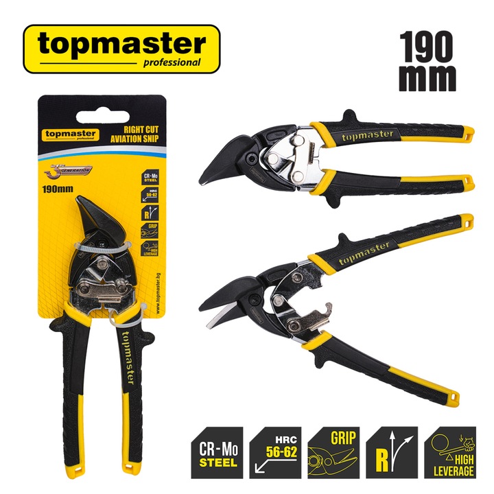 Lemezvágó olló balos "R" 190mm TOPMASTER