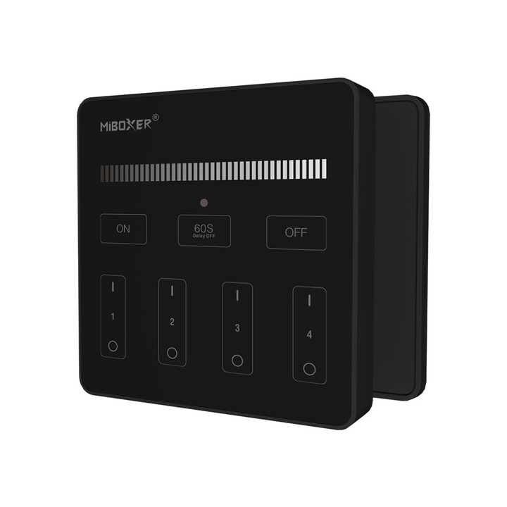 Telecomanda MiBoxer B1-B, luminozitate LED, 4 zone, panou tactil 2,4 GHz, negru, Milight