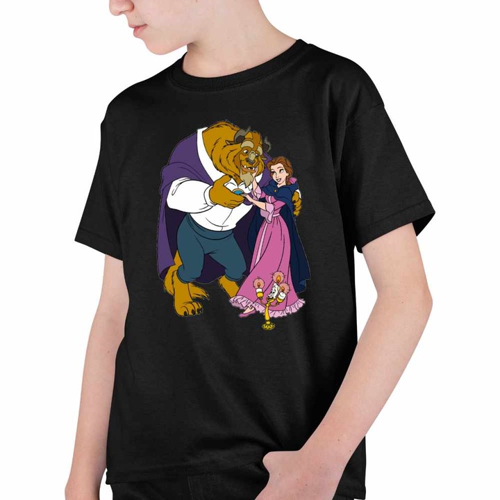 Tricou Copii Baieti Frumoasa si Bestia, Fekete