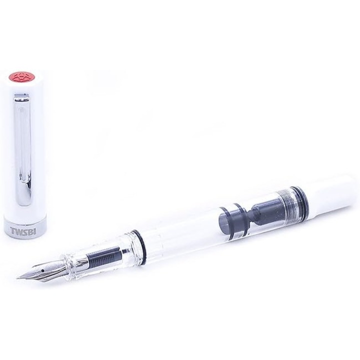 TWSBI ECO dugattyús töltőtoll, EF hegy, fehér, átlátszó design