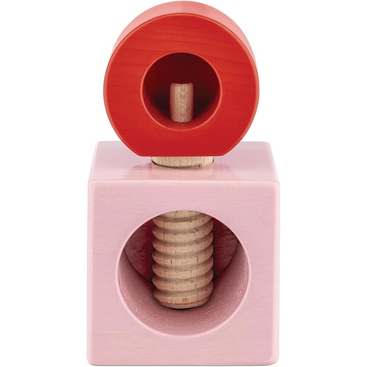 Set spargatoare de nuci Alessi Twergi ES20 2, lemn de fag, roz și roșu, 6x11x6cm