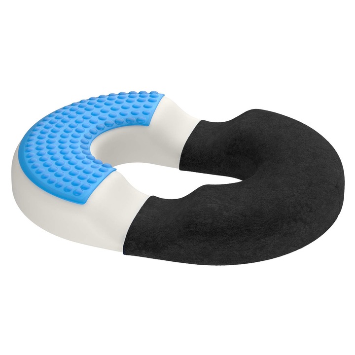 Perna ortopedică Bonmedico, cu gel răcoritor, negru, pentru birou/mașină/scaun rulant