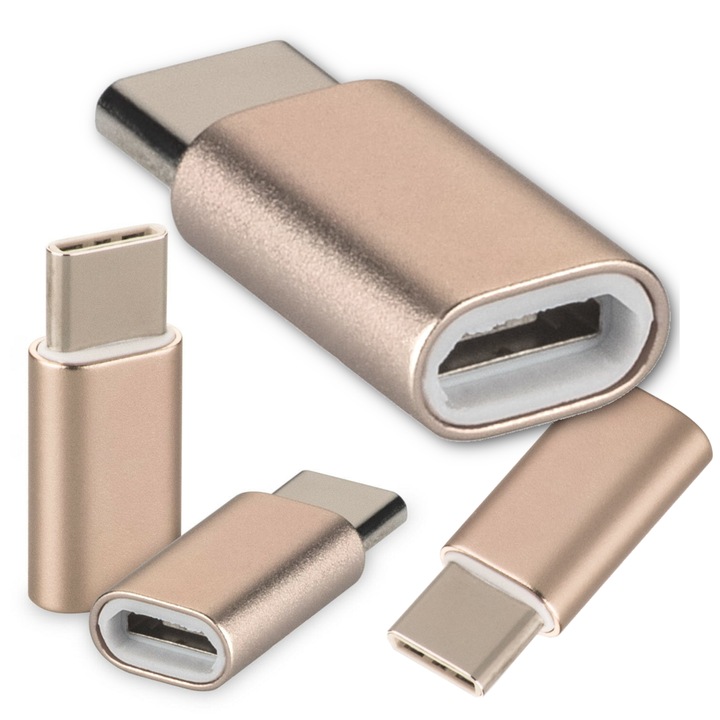 Adaptor micro USB la USB 3.1 tip C, Arthon, auriu