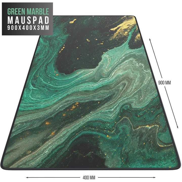 Mousepad Gaming XXL Titanwolf 900x400mm - Precizie si Viteza - Verde si Auriu