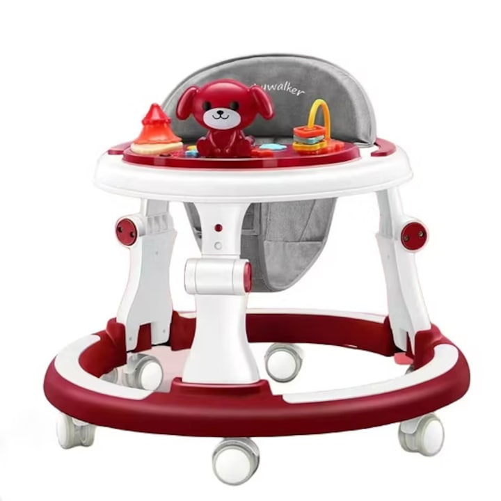 Premergator bebe reglabil SH-13, interactiv, roti silentioase, spatar inalt, visiniu