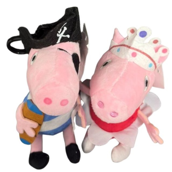Set figurine Peppa Pig, Peppa printesa si George piratul, multicolor, 17 cm