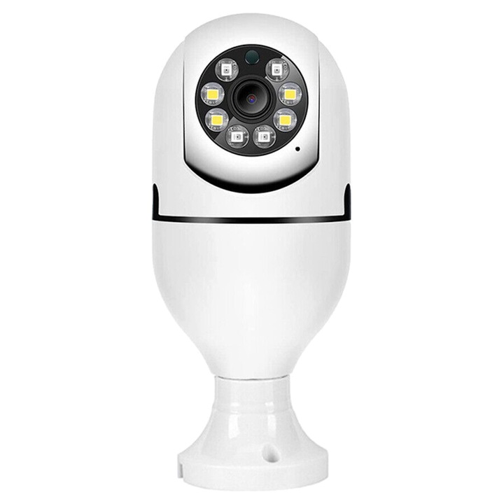 Camera de supraveghere WiFi E27 Arthon, rotire 360, rezolutie HD 1280x720, nocturna, 16x7cm