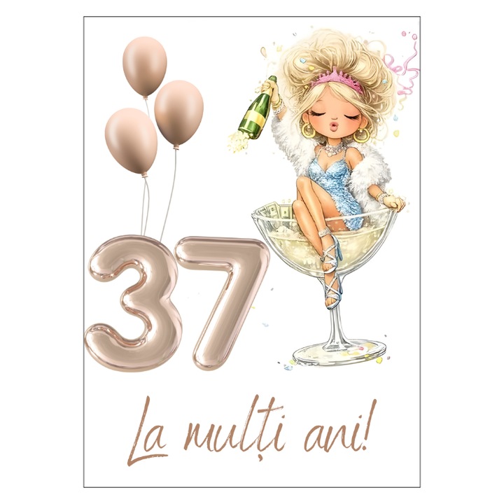 Felicitare 13x18cm cu plic, aniversare 37 ani