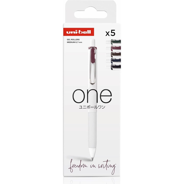 Гелови химикалки Uni-Ball One 0.7mm, Комплект 5 Органични Цвята