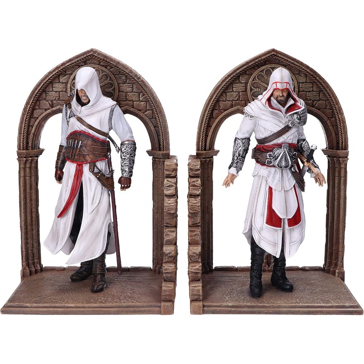Suport de carte Nemesis Now Assassin's Creed, Altair & Ezio, rasina, maro, 24 cm