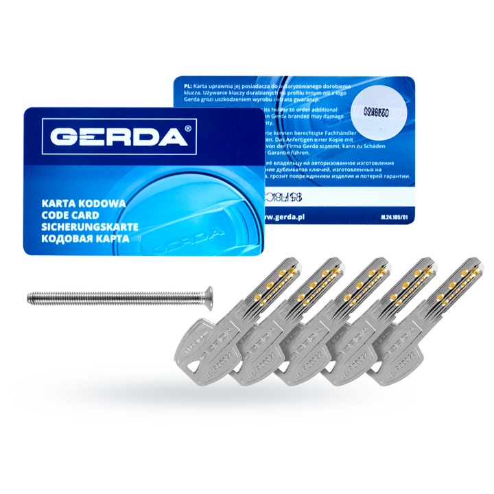 Cilindru usa cu galca 35/90, Gerda, clasa 6, mosiadz, 5 chei