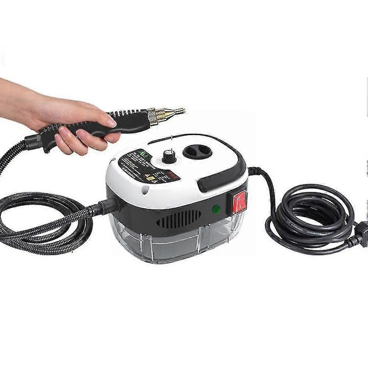 Aparat de curățat cu abur Stuffix, 2500W, 900ml, alb/roșu, set cu 3 capete de perie, 190x150x130mm