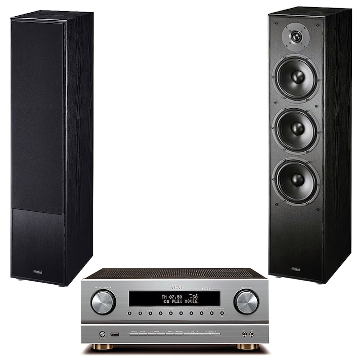Sistem audio set 5.1 Magnat Monitor S70, Receiver AKAI AS005RA-750BT, walnut, 485x405x215mm