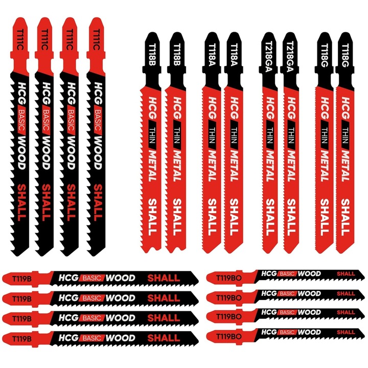 Set 20 Lame Fierastrau Vertical T-Shank HSS/CPV pentru Lemn si Metal
