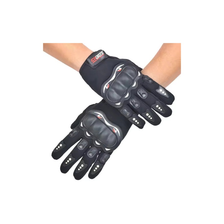 Manusi Moto, Atv, Bicicleta cu protectii, Marime universala, Negru