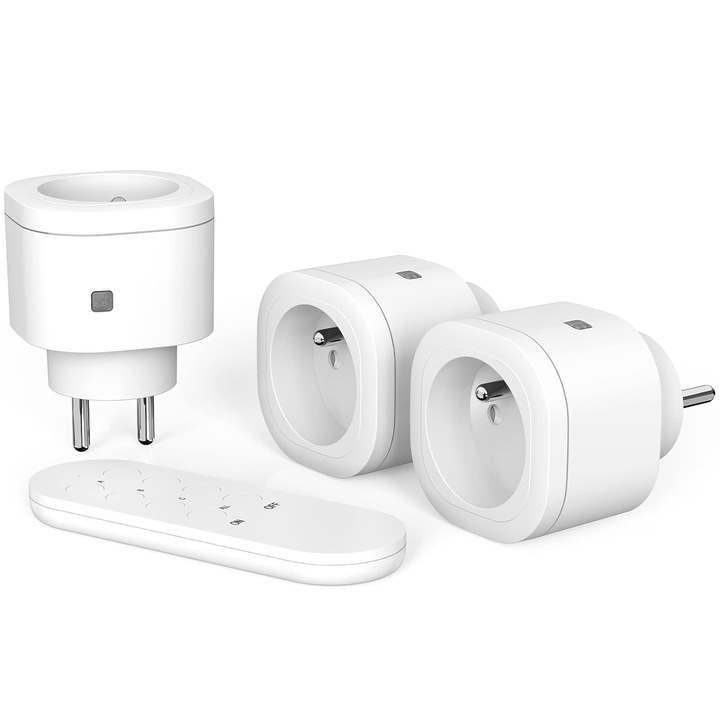 SURNICE 3000W 3 darabos távirányítós aljzatkészlet, 80 m vezeték nélküli vezérlés, Összes ki/bekapcsolás funkció, 13A, 0.5W készenléti energiafogyasztás, ABS gyermekvédelemmel, fehér szín