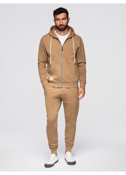 Set de trening hanorac si pantaloni de jogging OMBRE Z119, Maro camel