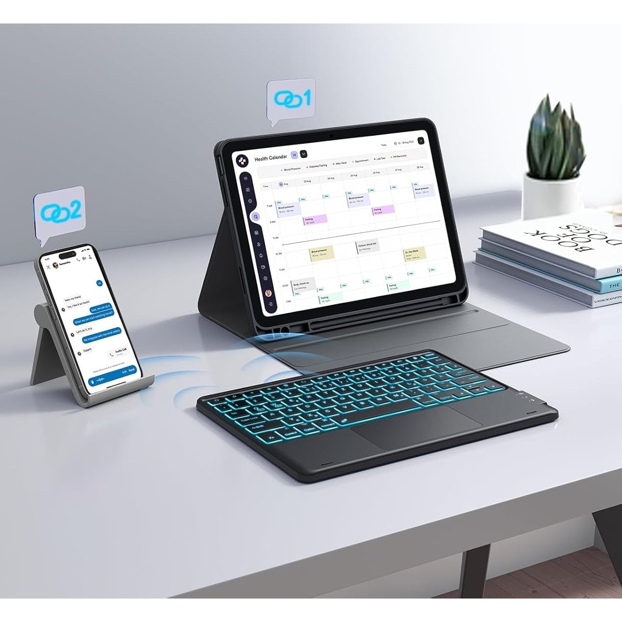 Husă cu Tastatură Chesona pentru iPad 10/11 Gen A16, Trackpad Multi-Touch, Albastră