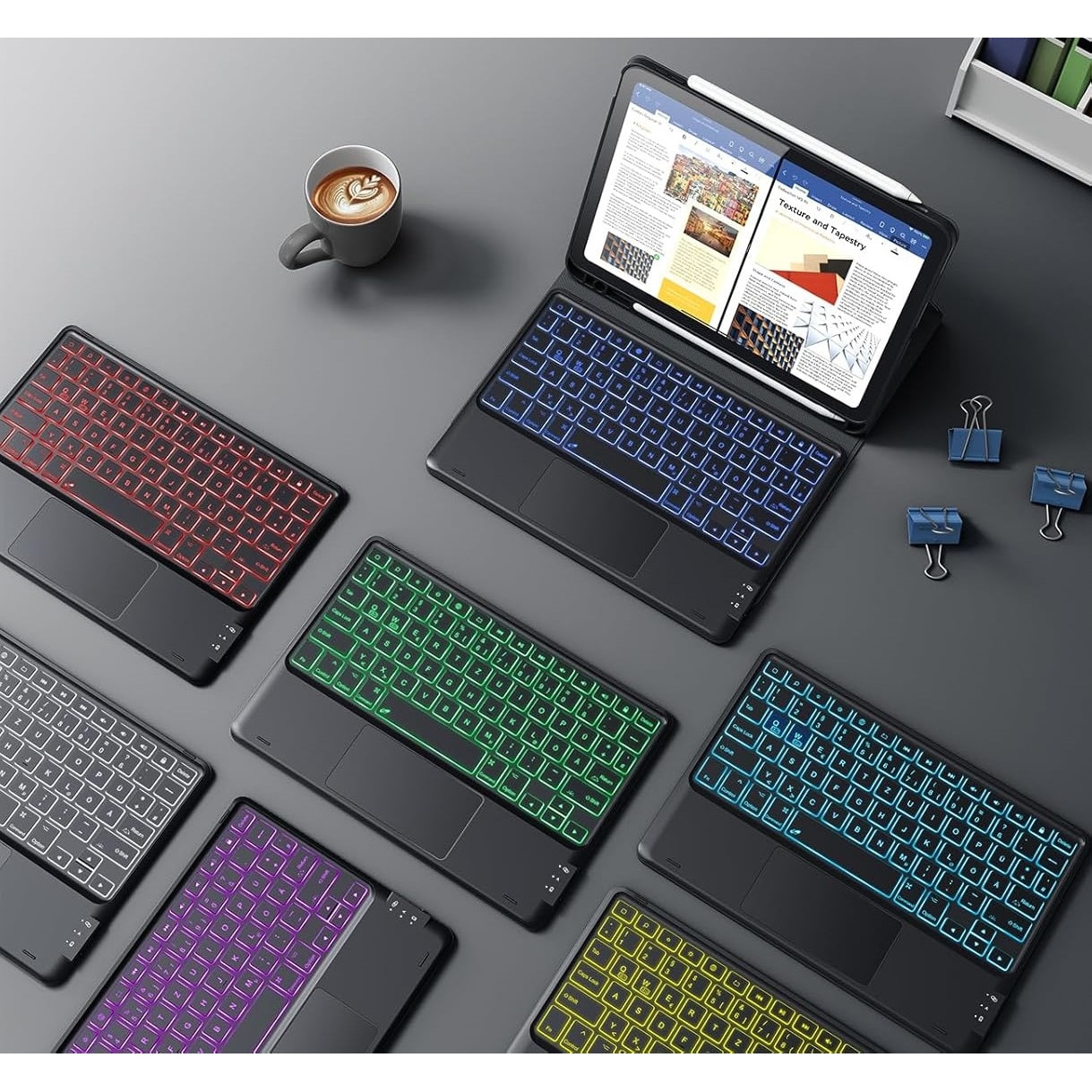Husă cu Tastatură Chesona pentru iPad 10/11 Gen A16, Trackpad Multi-Touch, Albastră