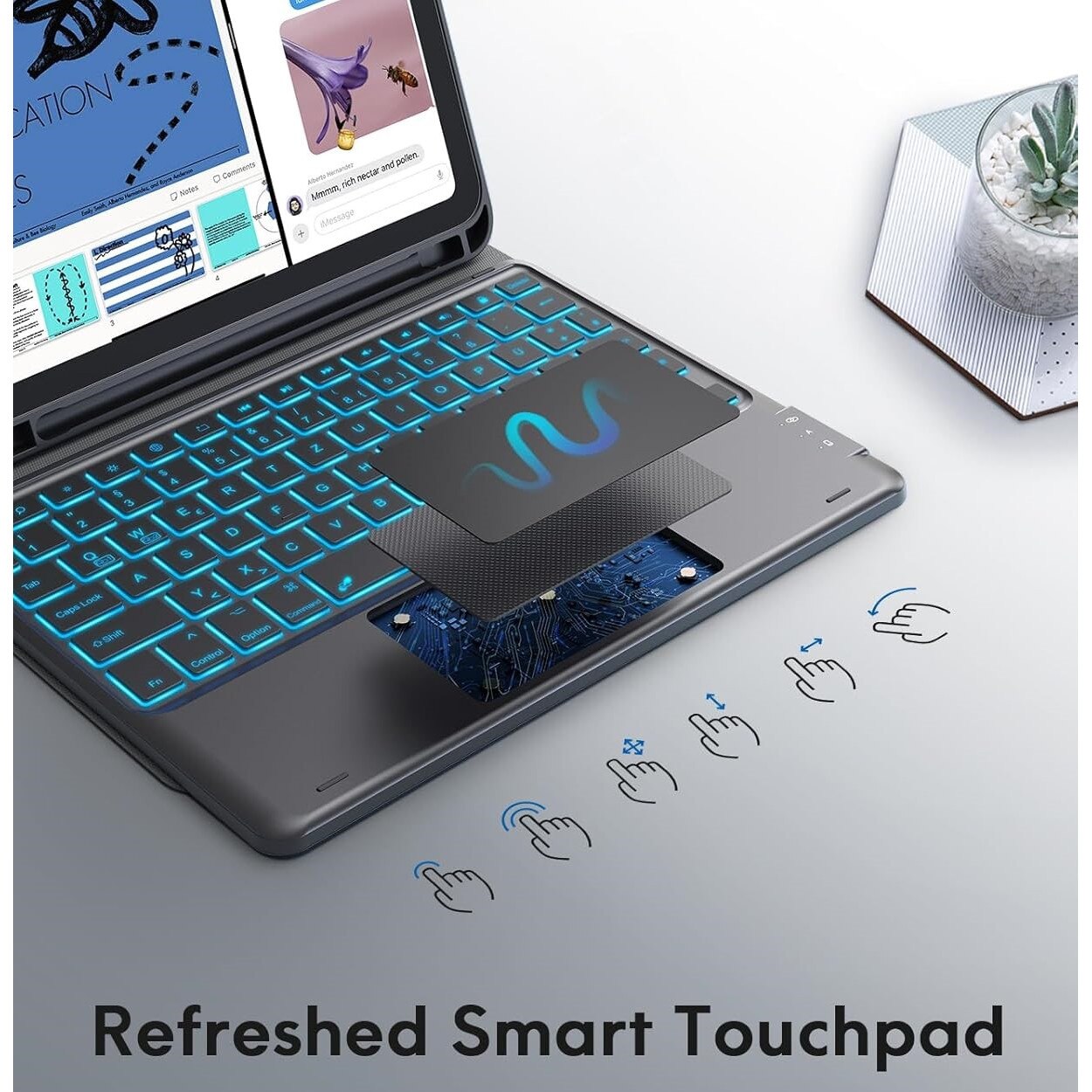 Husă cu Tastatură Chesona pentru iPad 10/11 Gen A16, Trackpad Multi-Touch, Albastră