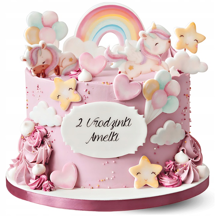Mega Set Decoratiuni Tort, Slodka Fanaberia, Model Unicorn 2D, 14 Piese, Multicolor, Figurine Din Zahar, Accesorii Petrecere Copii, Tematica Unicorn, Pisica Pusheen, Decoratiune Aniversara, Ornamente Comestibile, Design Vesel, Candy Bar