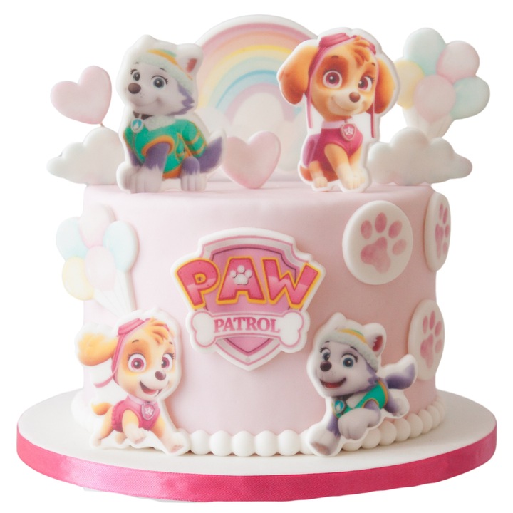 Set Decoratiuni Tort Din Vafa Comestibila Si Zahar, Slodka Fanaberia, Patrula Catelusilor Sky (Paw Patrol Sky), 15 Piese, Multicolor, Ornamente Comestibile Din Zahar, Ideal Pentru Candy Bar, Design Profesional
