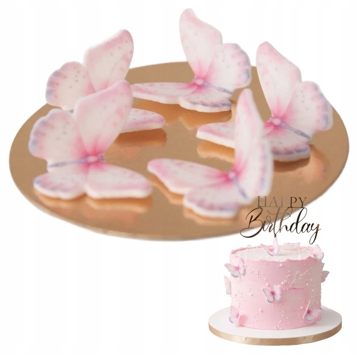 Set Decoratiuni Tort Fluturi, Slodka Fanaberia, Modele Elegant, Set, Roz, Fluturi Decorativi, Ornamente Pentru Prajituri, Accesorii Design Tort, Petrecere Tematica, Candy Bar Fete, Design Delicat, Calitate Premium Superioara