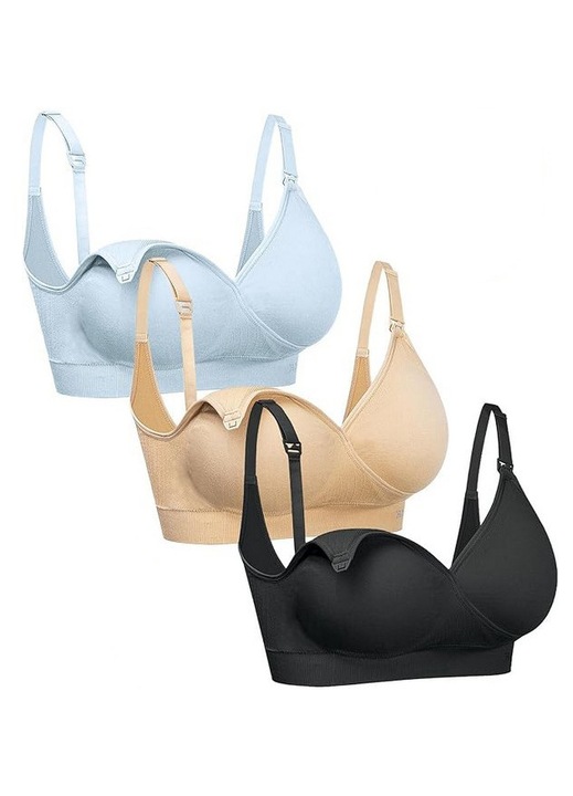 Sutien de maternitate set 3 buc, HOFISH, fara cusaturi, multicolor, M INTL