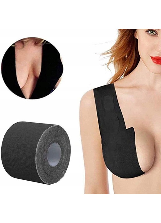 Sutien modelare bust, SNM, efect lifting push-up, bumbac elastic, negru, One Size INTL, 95B EU