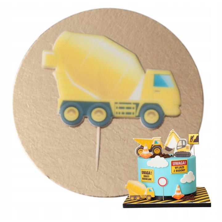 Figurina Decoratiune Tort Topper Betoniera, Slodka Fanaberia, Utilaj De Constructii, 1 Bucata, Multicolor, Decoratiune Tort Baieti, Tematica Constructii, Figurine Zahar, Accesorii Petrecere, Ornamente Comestibile, Design Realist