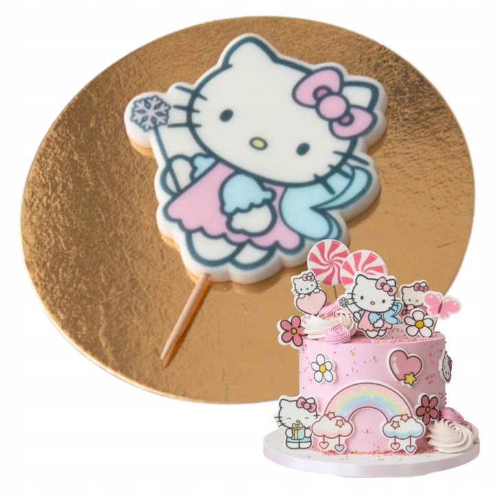 Figurina Decoratiune Tort Hello Kitty, Slodka Fanaberia, Kotek Hello Kitty, 1 Bucata, Alb Si Roz, Figurine Zahar, Decoratiune Tort Fete, Accesorii Petrecere Copii, Ornamente Comestibile, Oplatka, Design Clasic, Pisicuta