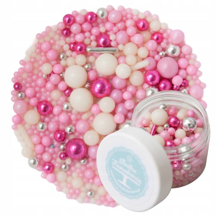 Decoratiuni Comestibile Tip Perle, Slodka Fanaberia, Mix Pastel, 40 g, Roz Deschis, Perle De Zahar, Sprinkles Tort, Ornamente Prajituri, Candy Bar Elegant, Decoratiune Masa Dulce, Aspect Stralucitor, Calitate Premium