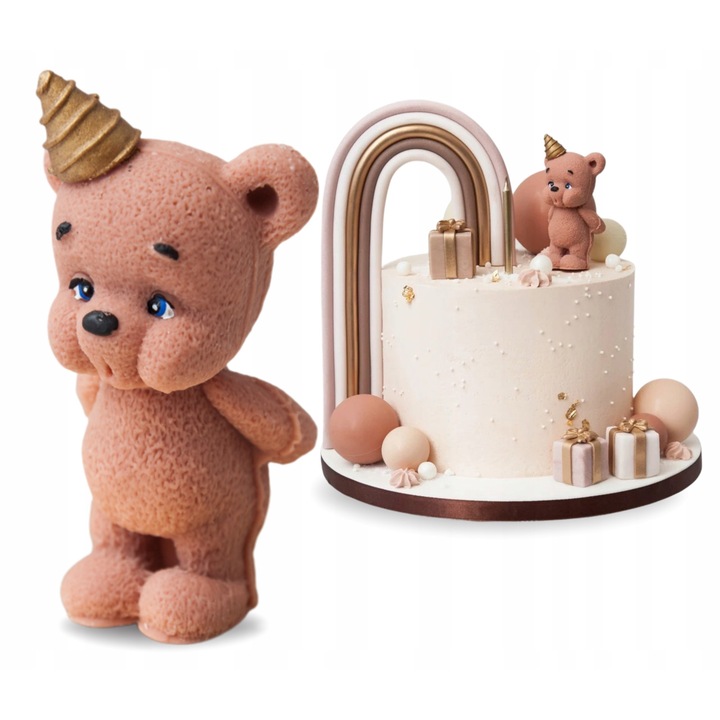 Figurina Decorativa Din Zahar, Slodka Fanaberia, Urs, 8.5 cm, Maro, Accesorii Patiserie, Ornamente Tort Copii, Decoratiuni Petrecere Aniversara, Calitate Superioara, Usor De Aplicat Pe Desert, Design Atractiv Si Vesel, Accesorii Cofetarie