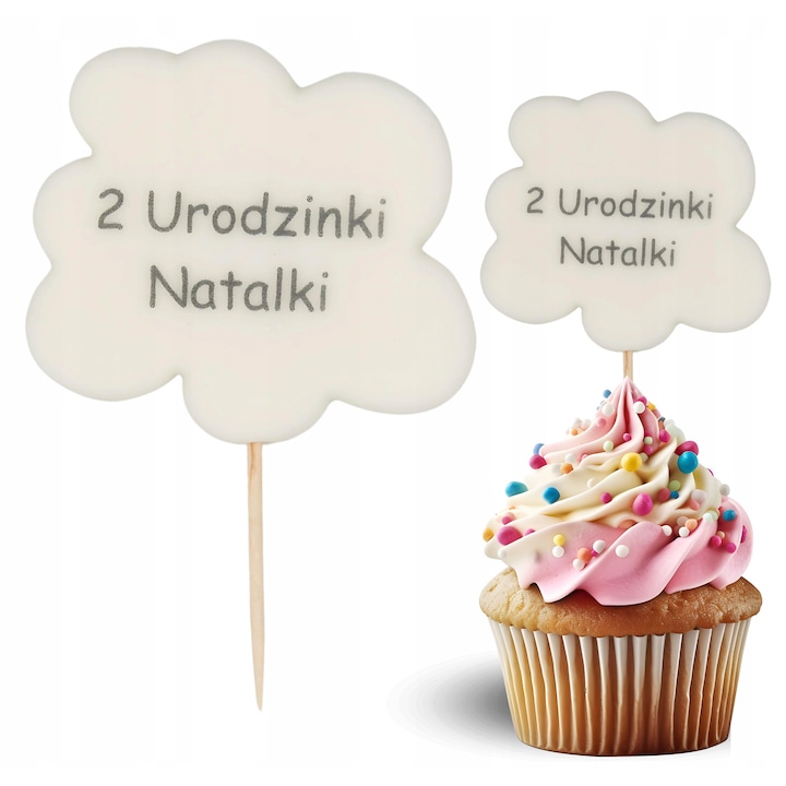 Topper Decorativ Pentru Tort, Slodka Fanaberia, Nor, Accesorii Patiserie, Ornamente Tort Copii, Decoratiuni Petrecere Aniversara, Calitate Superioara, Usor De Aplicat Pe Desert, Design Atractiv Si Vesel, Figurine Comestibile Pentru Prajituri