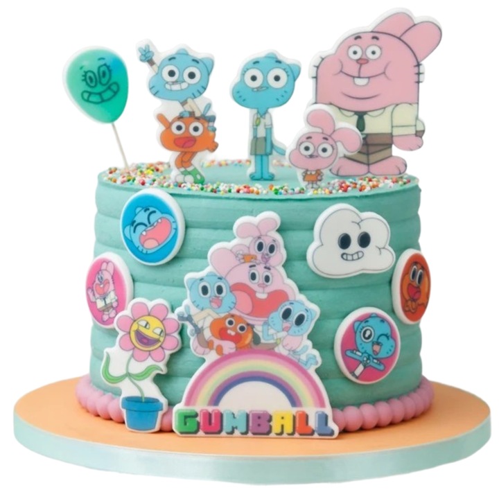 Set Decoratiuni Pentru Tort, Slodka Fanaberia, Gumball, 12 Piese, Accesorii Patiserie, Ornamente Tort Copii, Decoratiuni Petrecere Aniversara, Calitate Superioara, Usor De Aplicat Pe Desert, Design Atractiv Si Vesel, Accesorii Cofetarie