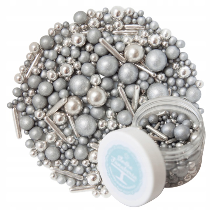 Perle Din Zahar Pentru Decor, Slodka Fanaberia, Design Atractiv, 40 g, Argintiu, Accesorii Patiserie, Ornamente Tort Copii, Decoratiuni Petrecere Aniversara, Calitate Superioara, Usor De Aplicat Pe Desert, Design Atractiv Si Vesel, Topping Deserturi