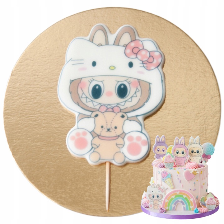 Figurina Decorativa Din Zahar, Slodka Fanaberia, Labubu, Bej, Accesorii Patiserie, Ornamente Tort Copii, Decoratiuni Petrecere Aniversara, Calitate Superioara, Usor De Aplicat Pe Desert, Design Atractiv Si Vesel, Figurine Comestibile Pentru Prajituri