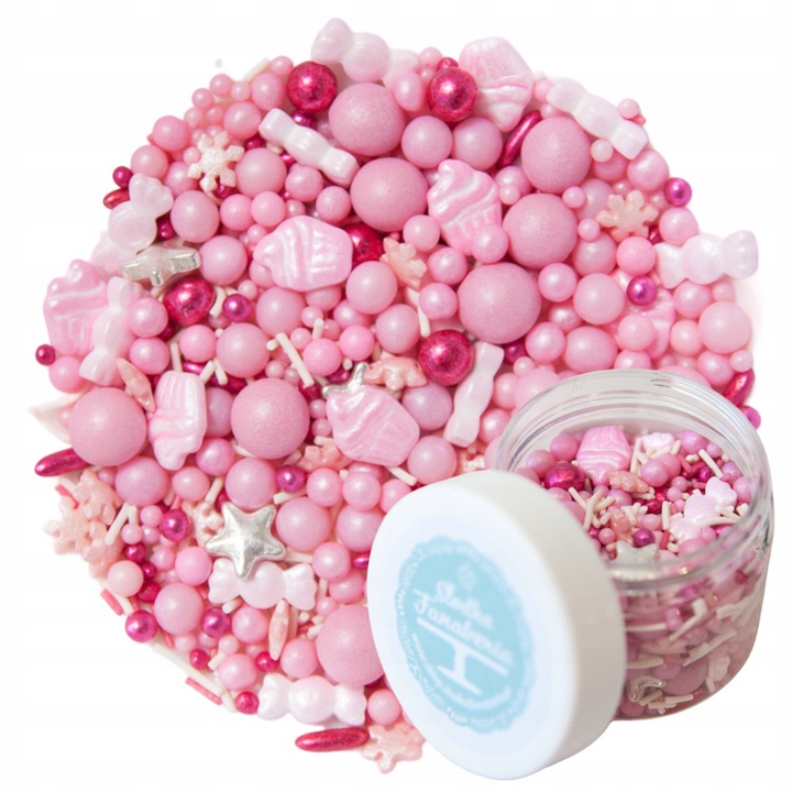 Perle Din Zahar Pentru Decor, Slodka Fanaberia, Tender Feelings, 40 g, Roz, Accesorii Patiserie, Ornamente Tort Copii, Decoratiuni Petrecere Aniversara, Calitate Superioara, Usor De Aplicat Pe Desert, Design Atractiv Si Vesel, Topping Deserturi