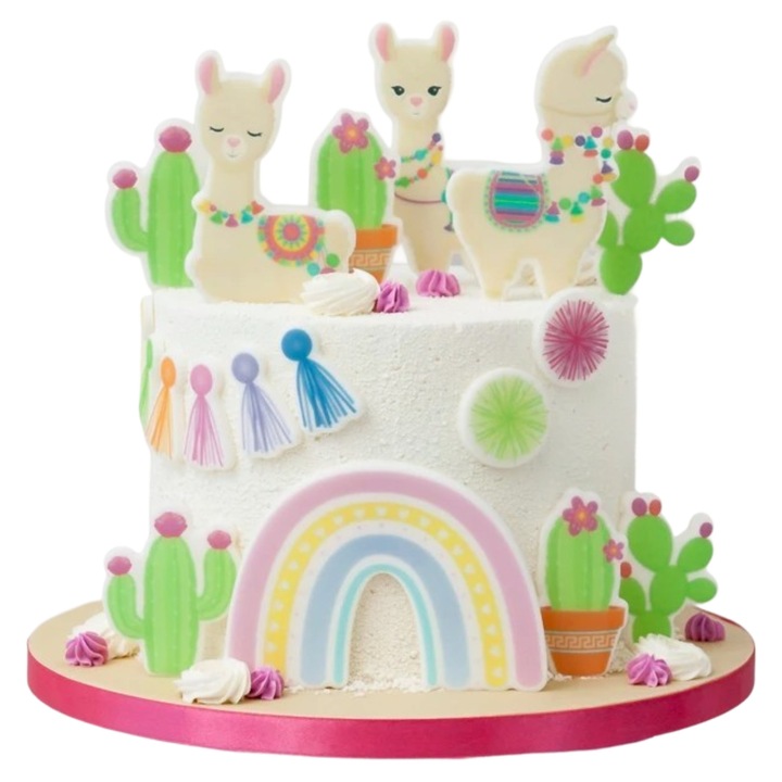 Set Decoratiuni Pentru Tort, Slodka Fanaberia, Lama Curcubeu, 18 Piese, Accesorii Patiserie, Ornamente Tort Copii, Decoratiuni Petrecere Aniversara, Calitate Superioara, Usor De Aplicat Pe Desert, Design Atractiv Si Vesel, Accesorii Cofetarie