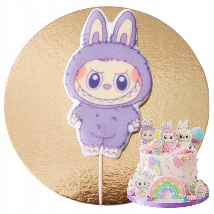 Figurina Decorativa Din Zahar, Slodka Fanaberia, Labubu, Violet, Accesorii Patiserie, Ornamente Tort Copii, Decoratiuni Petrecere Aniversara, Calitate Superioara, Usor De Aplicat Pe Desert, Design Atractiv Si Vesel, Accesorii Cofetarie
